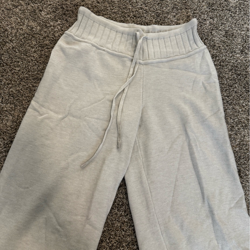Edikted Light Gray Straight Leg Knit Pants